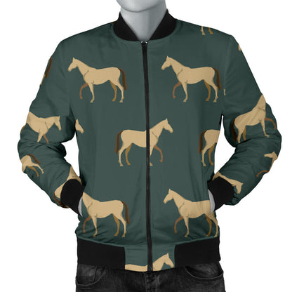 Horse Classic Themed Pattern Print Men Bomber Jacket