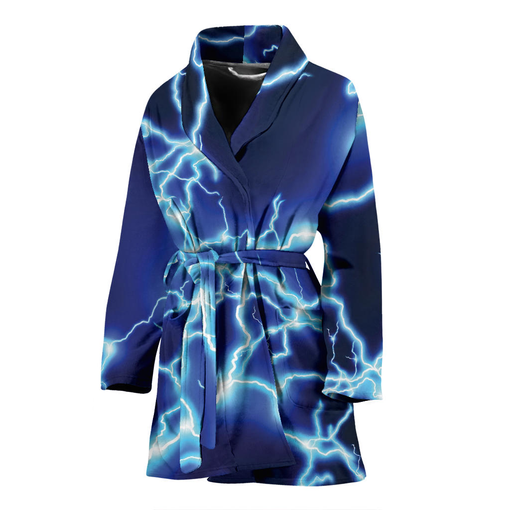 Lightning Thunder Pattern Print Design 04 Women Bathrobe