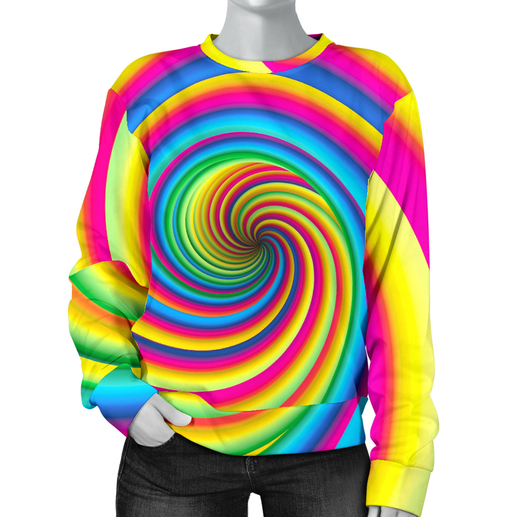 Vortex Twist Swirl Rainbow Design Women Long Sleeve Sweatshirt