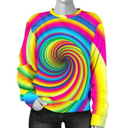 Vortex Twist Swirl Rainbow Design Women Long Sleeve Sweatshirt
