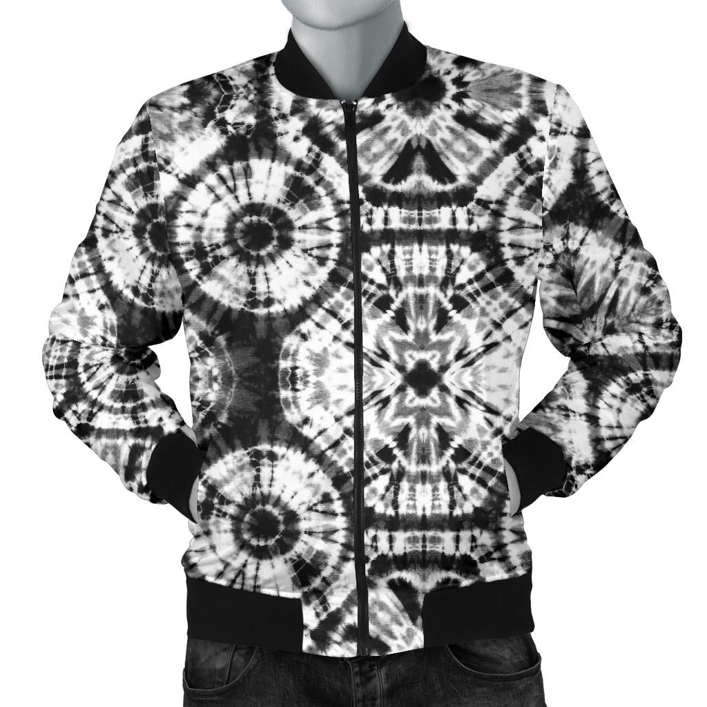 Tie Dye Black White Design Print Men Bomber Jacket