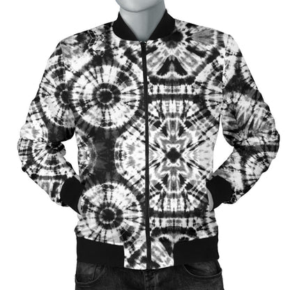 Tie Dye Black White Design Print Men Bomber Jacket