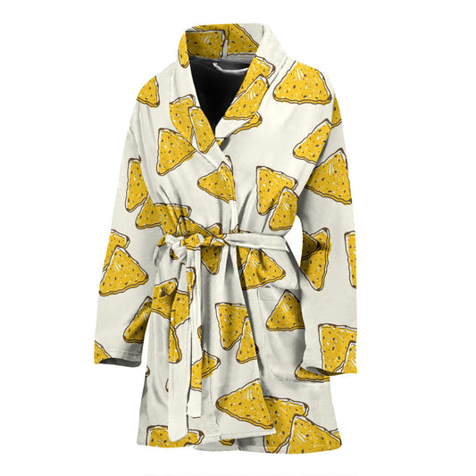 Nachos Pattern Print Design A01 Women Bathrobe