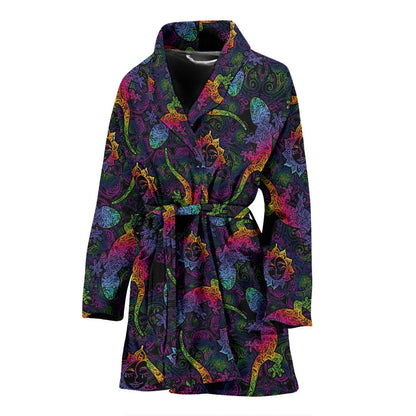 Gecko Rainbow Pattern Print Design 03 Women Bathrobe