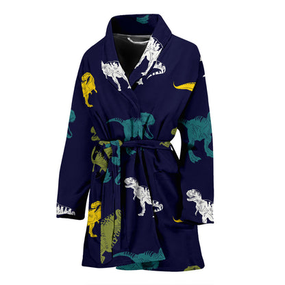 T Rex Pattern Print Design A07 Women Bathrobe