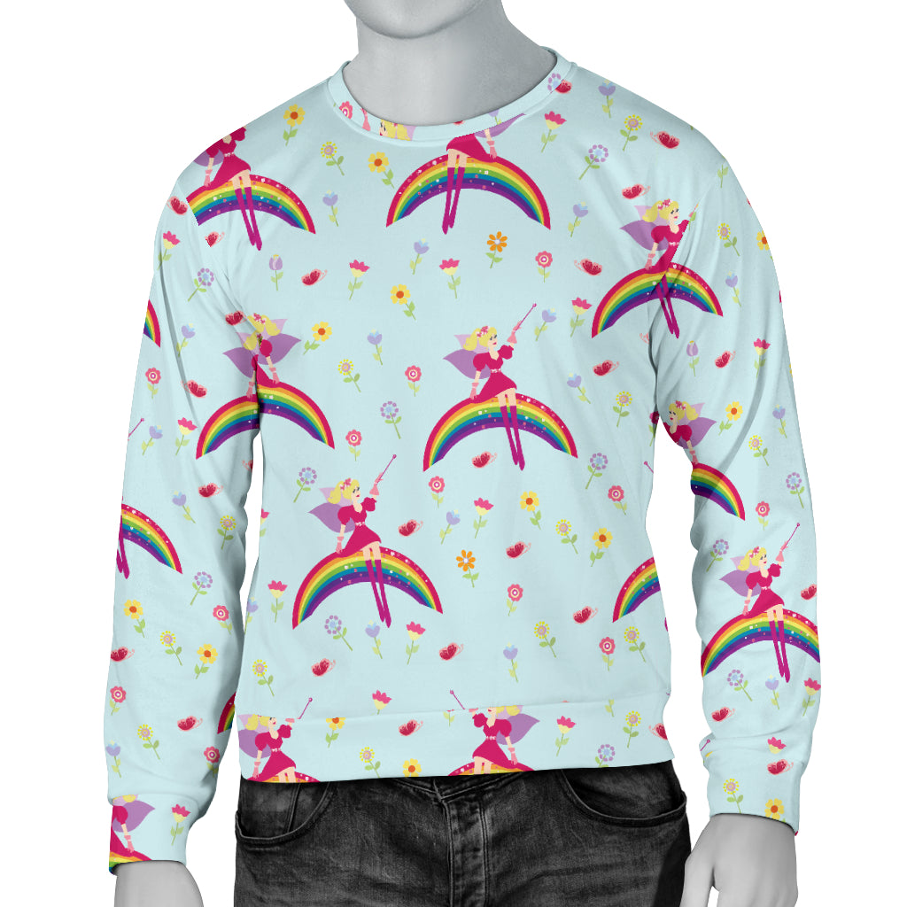 Fairy with Rainbow Print Pattern Men Long Sleeve Sweatshirt