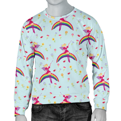 Fairy with Rainbow Print Pattern Men Long Sleeve Sweatshirt