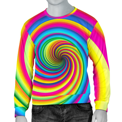 Vortex Twist Swirl Rainbow Design Men Long Sleeve Sweatshirt