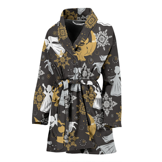 Angel Pattern Print Design 04 Women Bathrobe