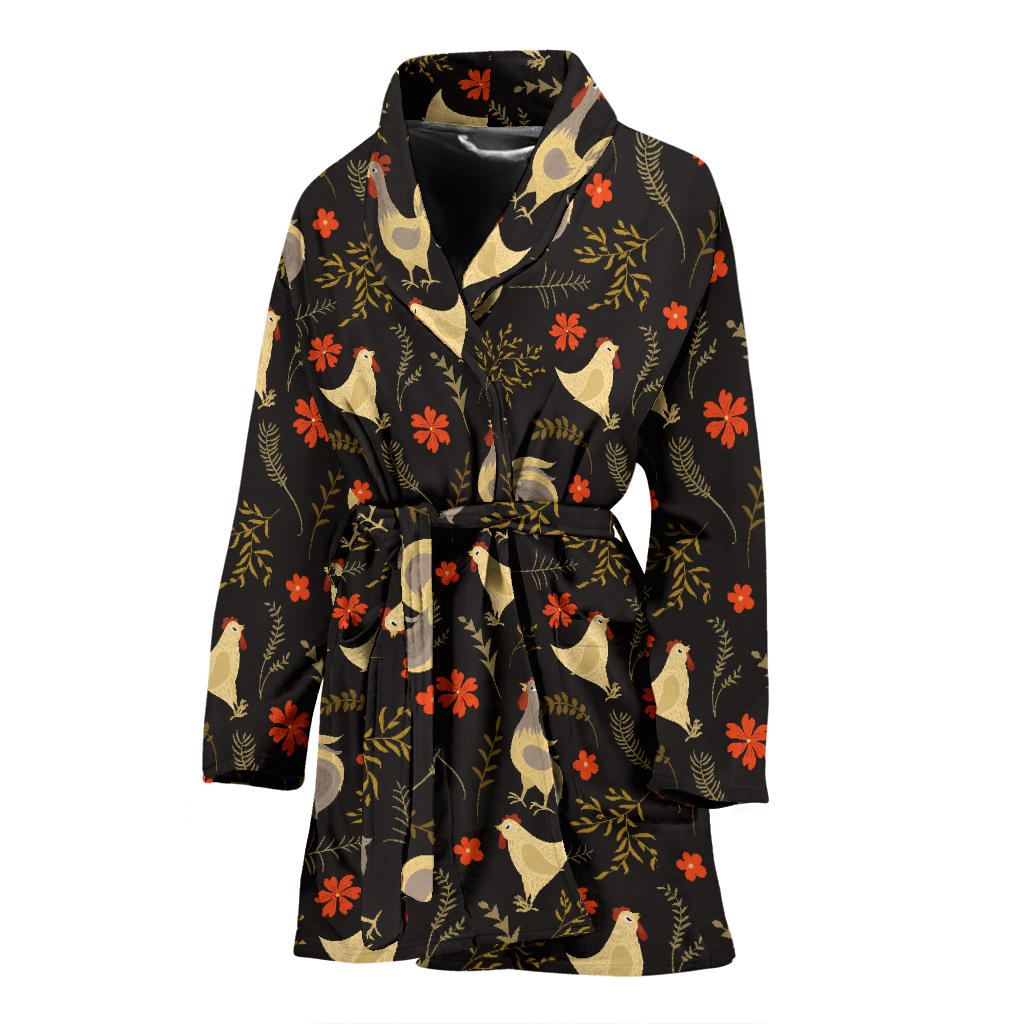 Chicken Pattern Print Design 04 Women Bathrobe