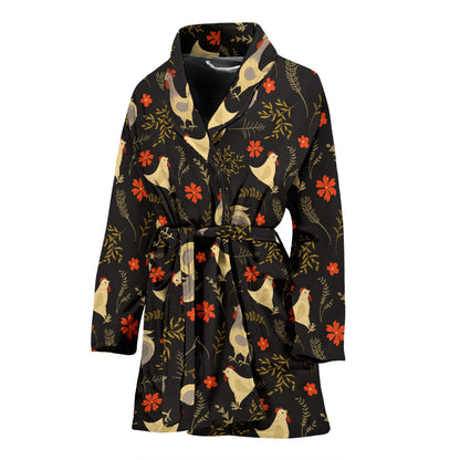Chicken Pattern Print Design 04 Women Bathrobe