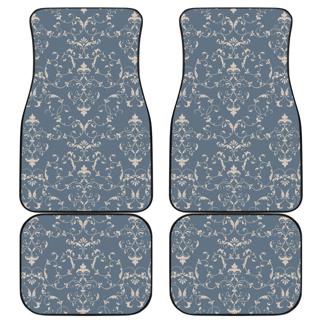 Damask Elegant Teal Print Pattern Car Floor Mats Front Back