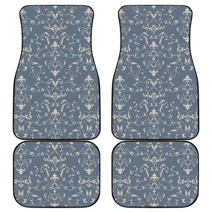 Damask Elegant Teal Print Pattern Car Floor Mats Front Back