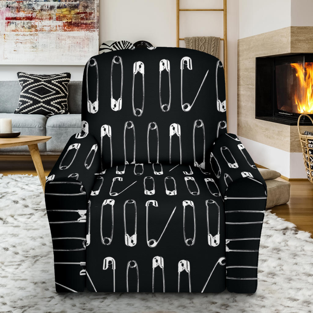 Safety Pin Print Design LKS302 Recliner Slipcover with Pocket