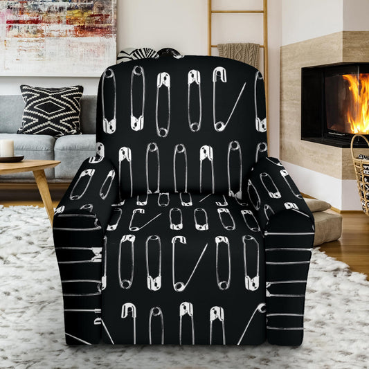 Safety Pin Print Design LKS302 Recliner Slipcover with Pocket
