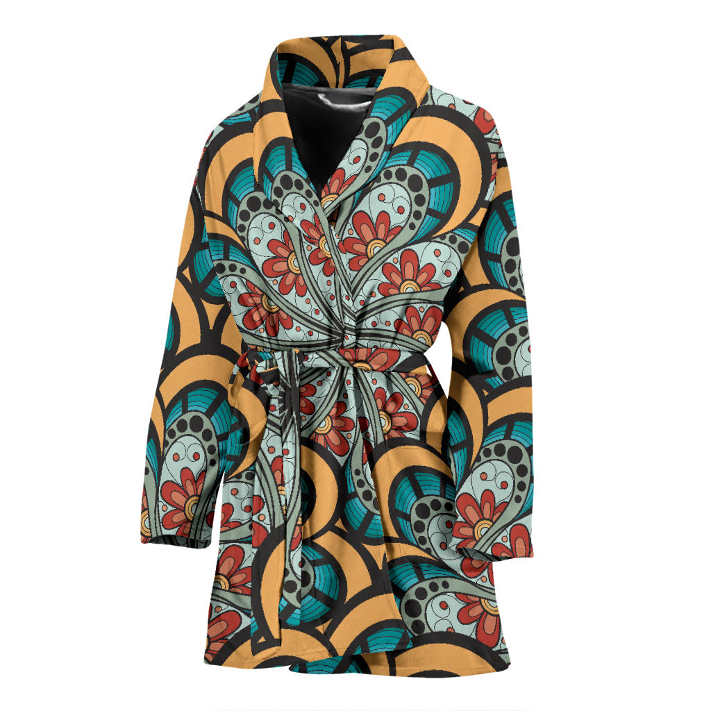 Mandala Pattern Print Design 01 Women Bathrobe