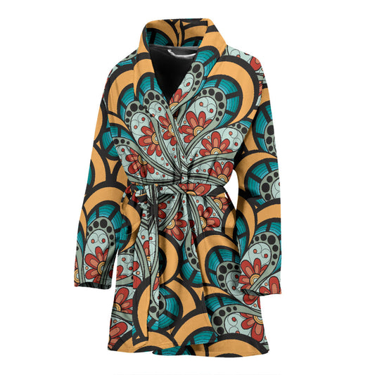 Mandala Pattern Print Design 01 Women Bathrobe