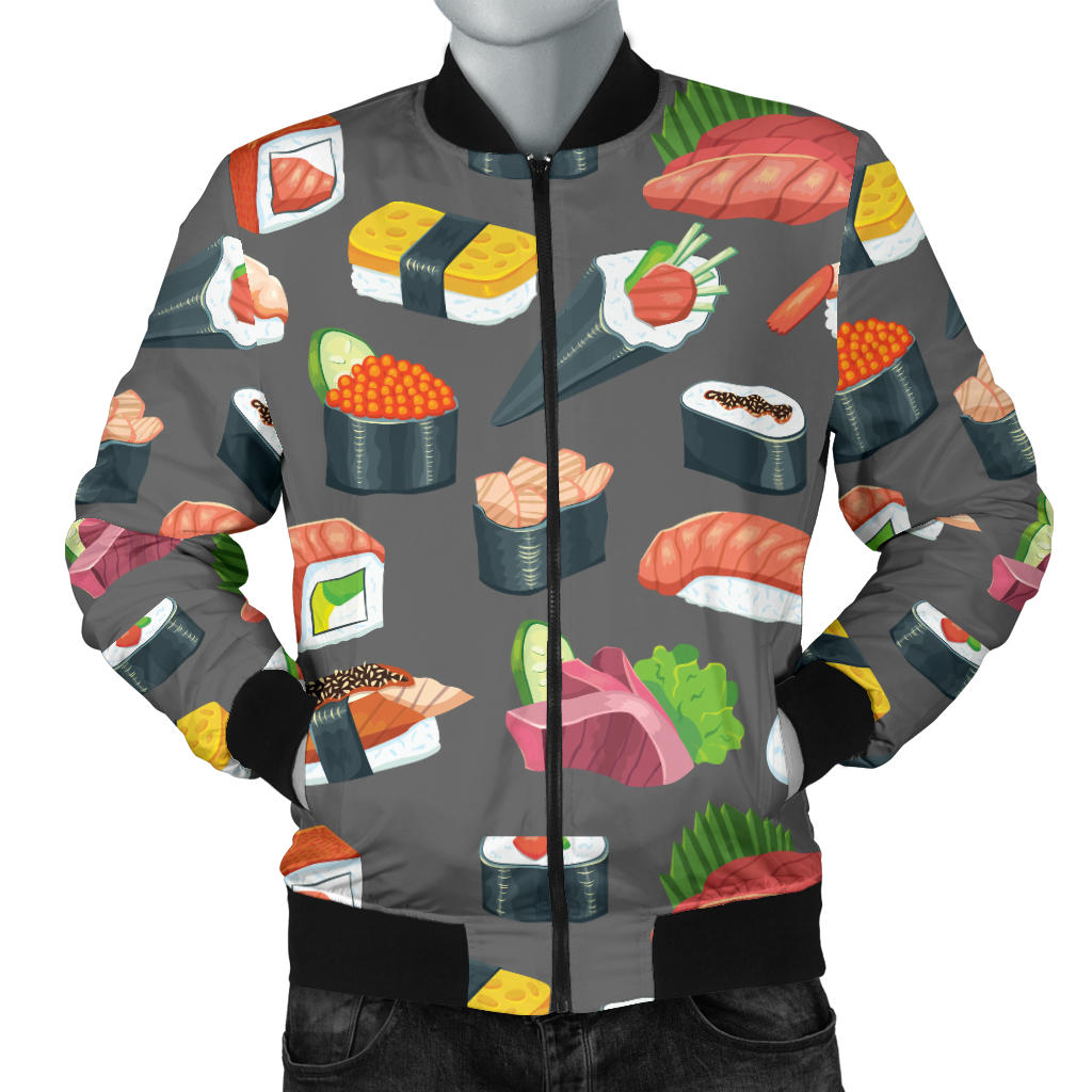 Sushi Pattern Print Men Bomber Jacket
