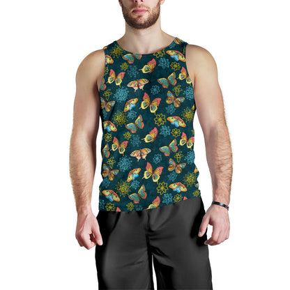 Butterfly Hand Draw Print Pattern Men Tank Top
