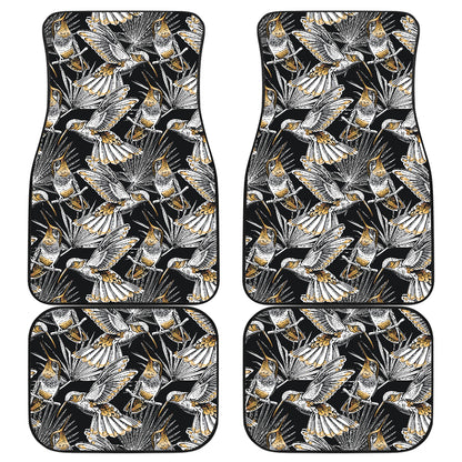 Hummingbird Gold Design Themed Print Car Floor Mats Front Back