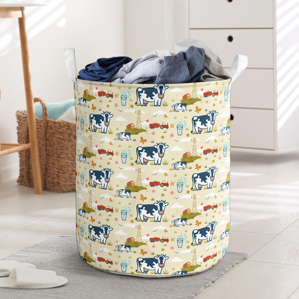 Cow Farm Design Print Laundry Basket