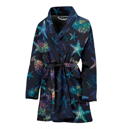 Starfish Pattern Print Design 01 Women Bathrobe