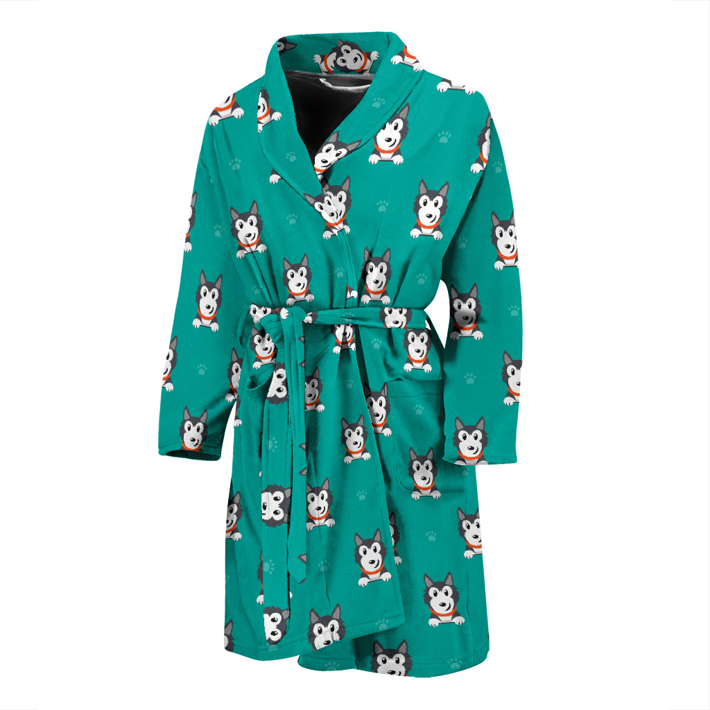 Siberian Huskies Print Design LKS304 Men Bathrobe