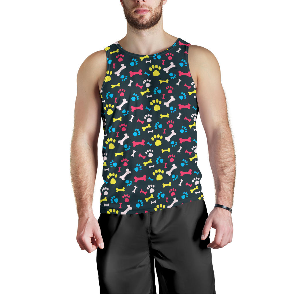Paw Design Print Men Tank Top