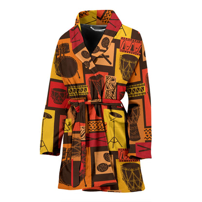 Percussion Pattern Print Design 02 Women Bathrobe