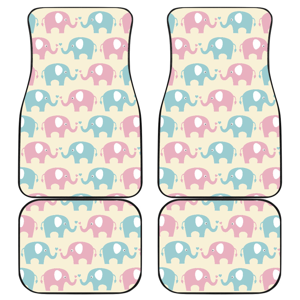 Elephant Baby Pastel Print Pattern Car Floor Mats Front Back