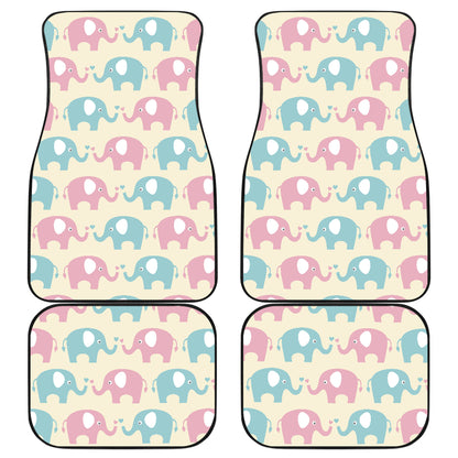 Elephant Baby Pastel Print Pattern Car Floor Mats Front Back