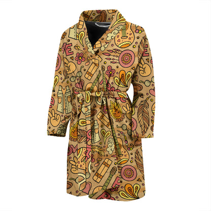 Hippie Print Design LKS305 Men Bathrobe