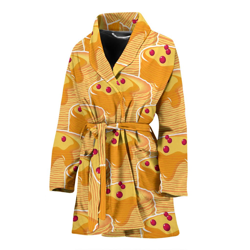Pancake Pattern Print Design A04 Women Bathrobe