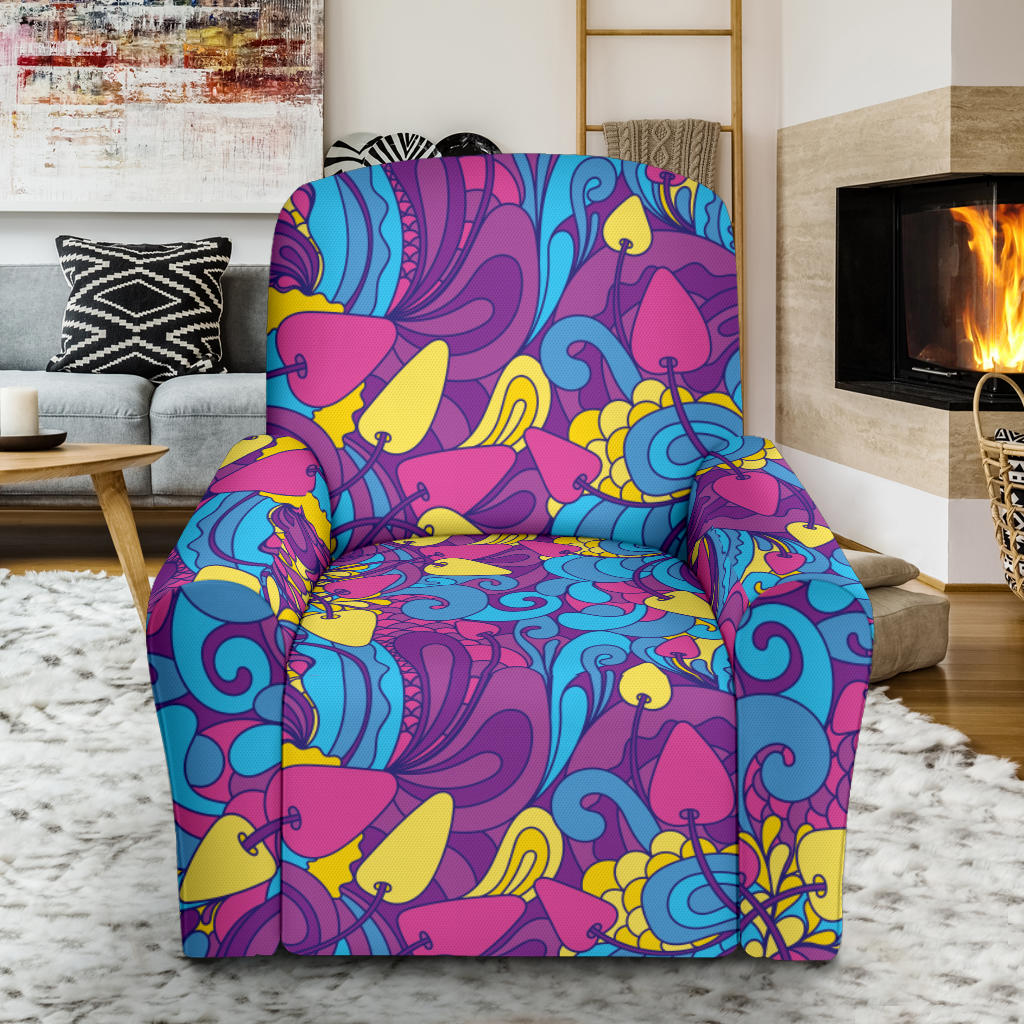 Psychedelic Mushroom Pattern Print Design A03 Recliner Slipcover with Pocket