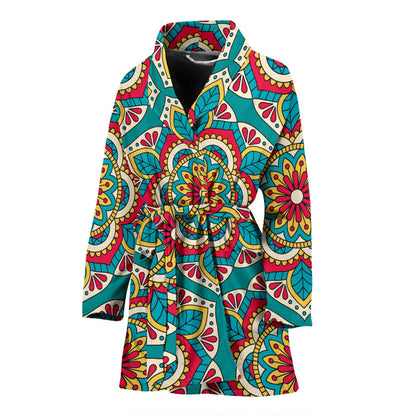 Mandala Pattern Print Design 03 Women Bathrobe