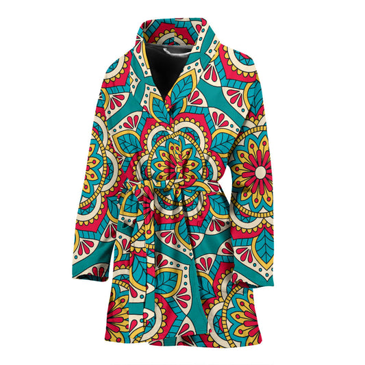 Mandala Pattern Print Design 03 Women Bathrobe