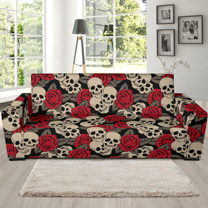 Skull And Roses Print Design LKS301 Sofa Slipcover
