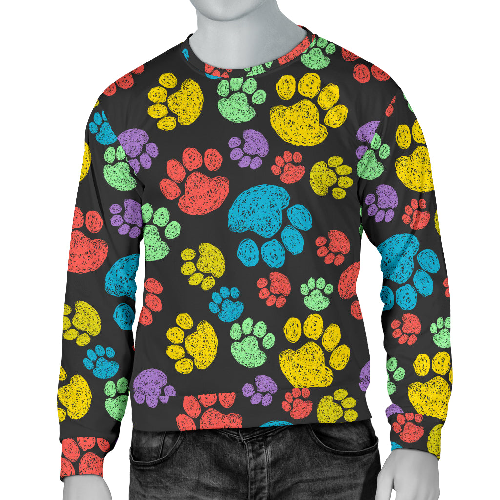 Paw Colorful Print Men Long Sleeve Sweatshirt