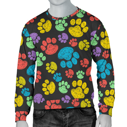 Paw Colorful Print Men Long Sleeve Sweatshirt