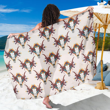 Buffalo Head Pattern Print Design 02 Sarong Pareo Wrap