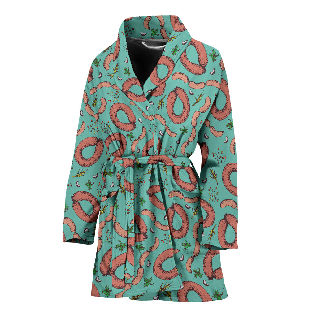 Sausage Print Design LKS303 Women Bathrobe