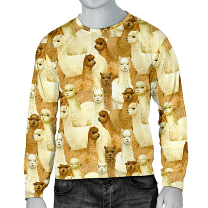 Alpaca Watercolor Design Themed Print Men Long Sleeve Sweatshirt