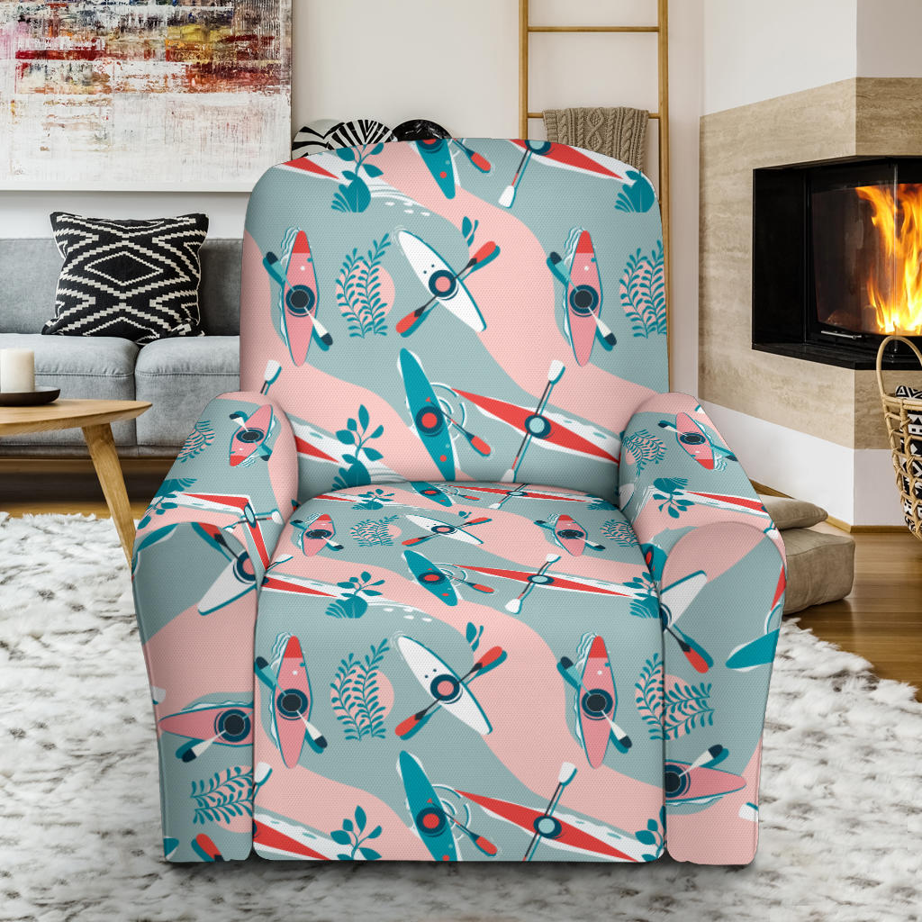 Kayak Pattern Print Design 05 Recliner Slipcover with Pocket