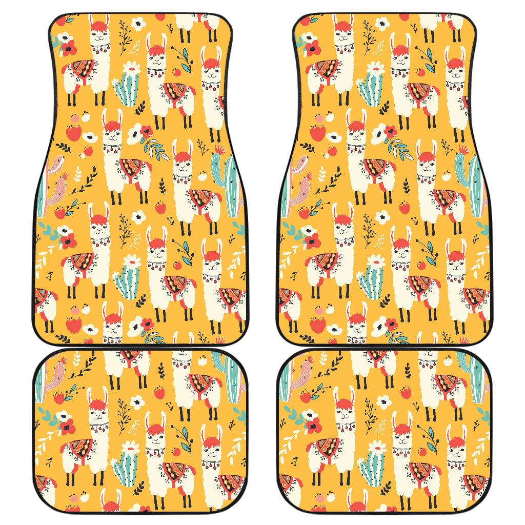 Llama Cute Themed Print Car Floor Mats Front Back