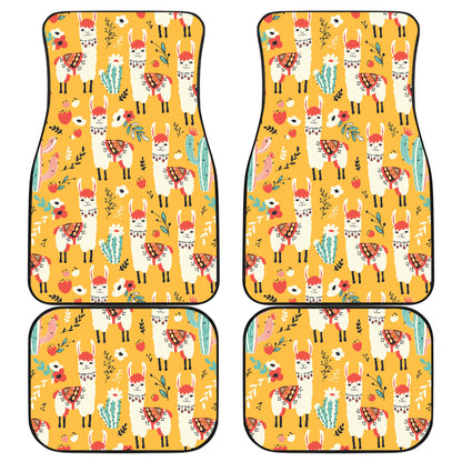 Llama Cute Themed Print Car Floor Mats Front Back