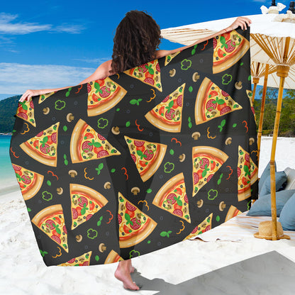 Pizza Pattern Print Design A02 Sarong Pareo Wrap