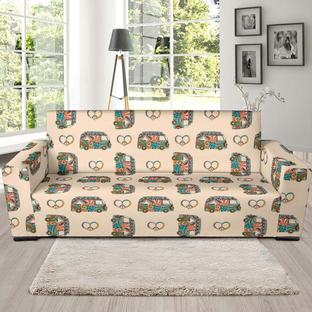Hippie Van Peace Print Design LKS303 Sofa Slipcover