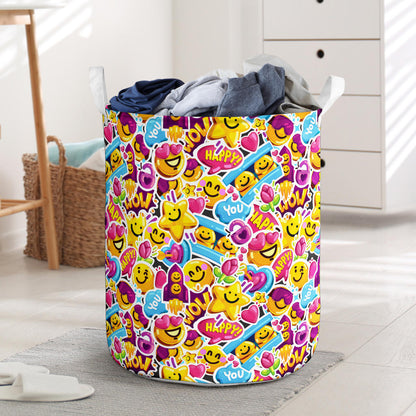 Emoji Sticker Print Pattern Laundry Basket
