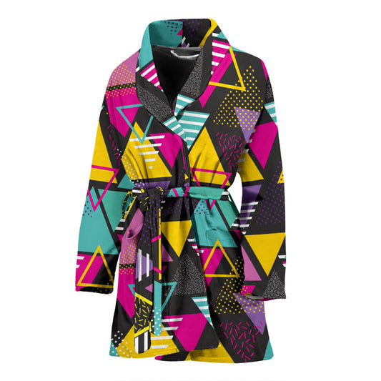 Geometric Colorful Pattern Print Design 02 Women Bathrobe