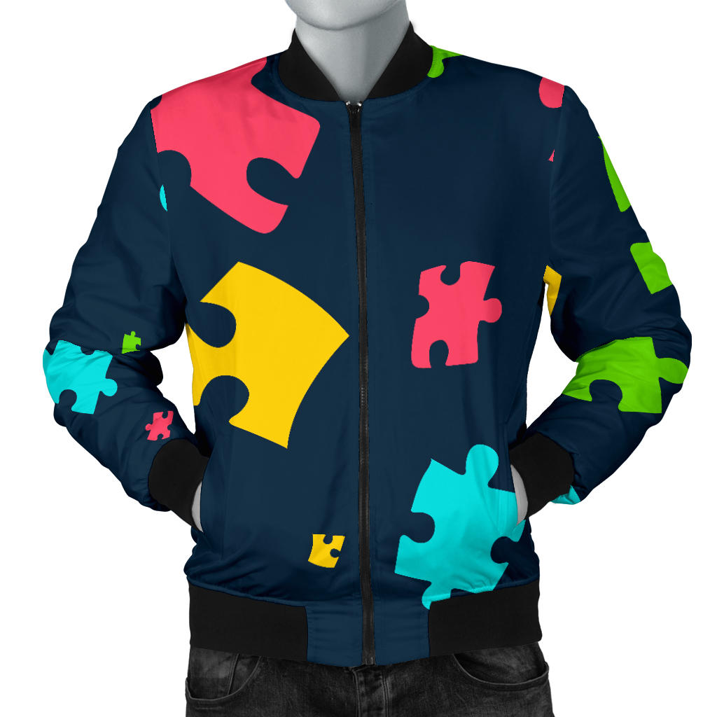 Autism Awareness Colorful Design Print Men Bomber Jacket